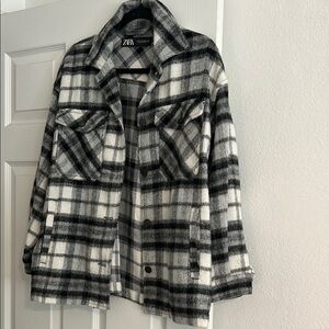 Zara Black and White Plaid Jacket